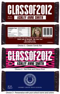 Graduation Party Favors Personalized CANDY WRAPPERS  
