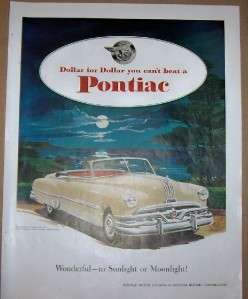 1951 Pontiac Convertible   Vintage Car Color Print Ad  