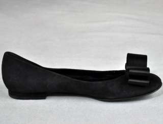 KATE SPADE NEW YORK Suede Flats Black New $210 Bow Detail Womens 6 
