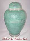 Ocean Green Cremation Urn With Floral Design   11