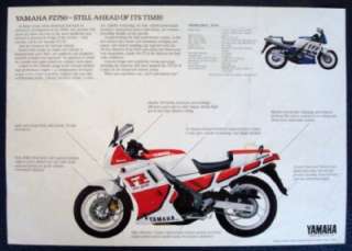 YAMAHA FZ 750 MOTORCYCLE SALES SHEET C 1988.  