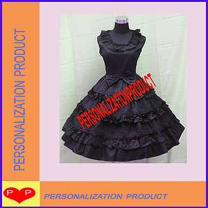   lolita Southern Belle Fancy bow Lace Black Cosplay Knee Length Dress