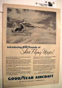   GA 400R GIZMO 1 man Helicopter Goodyear Akron OH 1955 Print Ad  