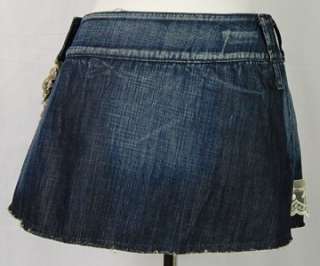 MISS SIXTY Sequin Mesh Denim Mini Wrap Skirt BLUE   M  