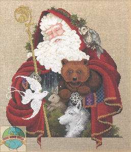 Cross Stitch Chart Lavender & Lace Santa of the Forest  
