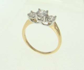 950 Platinum + 14K Gold 3 Stone Diamond Ring 1.07ctw  
