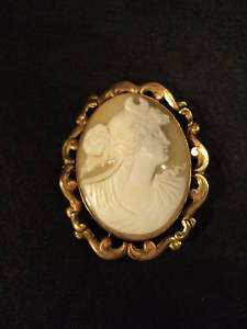 RARE ANTIQUE CAMEO DIANA BROOCH, PINCHBECK MOUNTING  