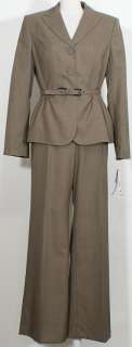 NWT ANNE KLEIN Taupe Belted Flared Pant Suit 14  
