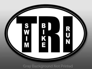 Oval TRI w/ swim bike run Sticker  decal triathlon   