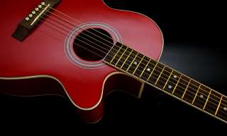Akustik Gitarre Westerngitarre Rot mit Tasche +Gurt NEU  