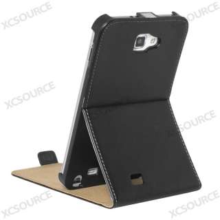 For Samsung Galaxy note i9220 black flip PU leather stand case cover 
