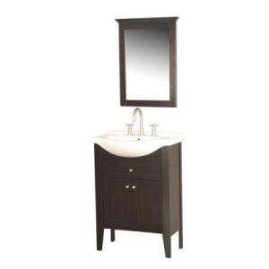 Pegasus Shaker 26 in. Vanity in Espresso with Ceramic Sinktop in White 