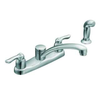 MOEN Chateau 2 Handle Low Arc Kitchen Faucet with Side Spray in Chrome 