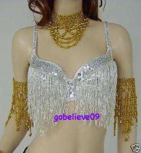 Brand New Sexy Belly Dance Bra Top Silver Color 34 B C  