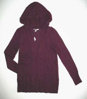 NWT Purple OLD NAVY Long Cable Knit Hooded Sweater XS  
