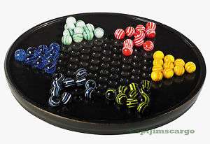 Classic Chinese Checker Game Set Venetian Glass Marbles  