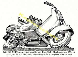NSU Lambretta 125 ccm Roller Motorrad Technik 1952  