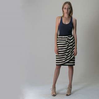 ESCADA Nautical Stripe Asymmetrical Draped Pencil Skirt  