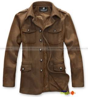 Men Fashion Slim Fit Wool Blend Short Coat Jacket Outwear Black Brown 