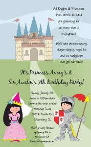 KNIGHT & PRINCESS INVITATION~Girl~Boy Birthday Party  