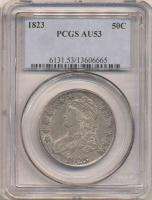1823 CAPPED BUST HALF DOLLAR AU53 PCGS. Mostly White. O 110.  