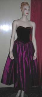 Laura Ashley Burgundy Velvet Strapless Gown Dress 10 14  