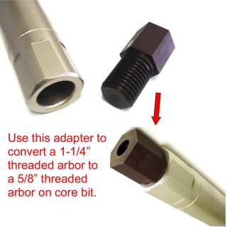 Core Drill Bit Adapter 5/8”   11 female to 1 1/4”   7 male  