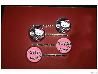 HELLO KITTY Punk rock cutie set of 4 bobby pins  