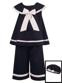 Rare Editions Baby Girls Navy Sailor Nautical 3 Piece Dress Outfit Set 