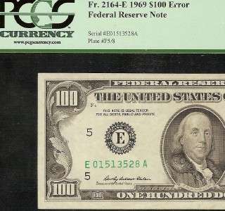 AU 1969 $100 DOLLAR BILL BUTTERFLY GUTTER FOLD ERROR FED RES NOTE Fr 