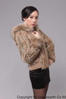 ON SALE 912 real raccoon rabbit fur black/brown/nature hood coat 
