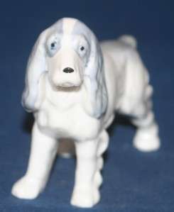 Vintage Blue White Spaniel Dog Figurine Fine Quality Porcelain Japan 