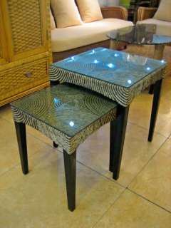 Pure Hand Woven Rattan Whole Set Stack Table No Glass  