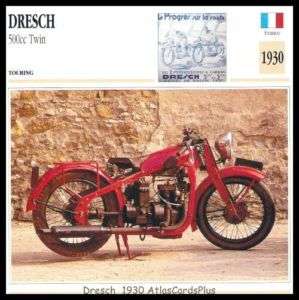 Motorcycle Pic Card 1930 Dresch 500 Twin inline,3 speed  