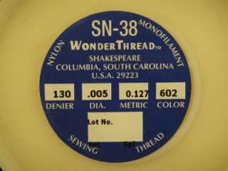 SN 38 Clear Thread Nylon Monofilament 1.57 lb 0.005  