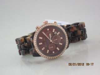   MK 5366 Womens Brown Gem Dial Plastic Tortoise Shell Plastic Watch