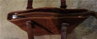 FOSSIL Brand Light Brown Genuine Leather Small / Med. Handbag Hobo 