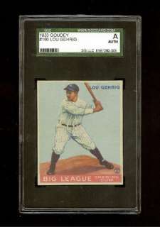 1933 LOU GEHRIG GOUDEY #160 RC SGC CENTERED & CLEAN  