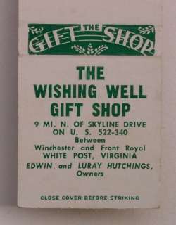 1950s Matchbook Wishing Well Gift Shop White Post VA MB  