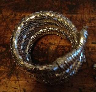 STUNNING Vintage WHITING & DAVIS Large Silver Mesh Snake Bracelet 