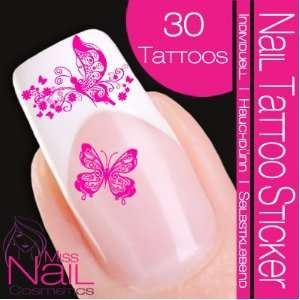 Nail Tattoo Sticker Schmetterling / Floral   pink  