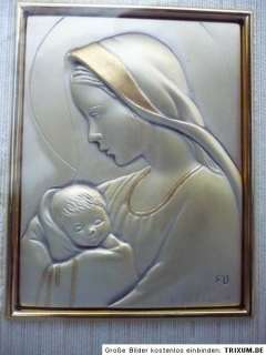 edles,altes Reljefbild__Madonna_F.O._925 Silber_gerahmt  