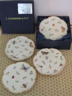 NEW Godinger & Co PRIMAVERA China Set 4   Canape Plates  