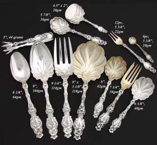 Gorgeous Antique Whiting Sterling Silver 158pc Flatware Set, Art 