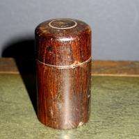 Antique Rosewood Treen Traveling Inkwell  