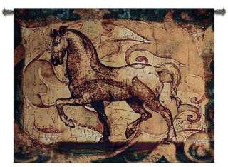 OLD WORLD HORSE ABSTRACT ART TAPESTRY WALL HANGING  