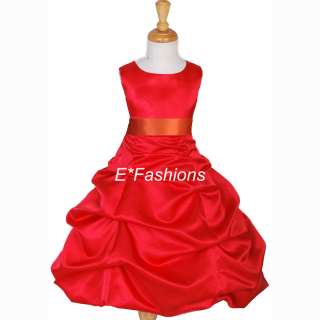 RED ORANGE SWEET 16 FLOWER GIRL DRESS 4 6 8 10 12 14 16  