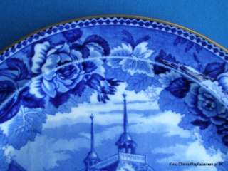 Antique Wedgwood blue and white handpainted over transfer plate from 