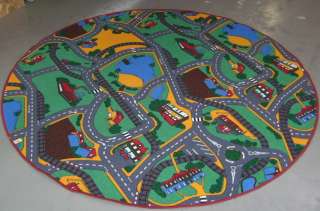 Spielteppich Straßenteppich RUND farbiger Rand  