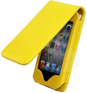 AIO YELLOW FLIP LEATHER CASE POUCH FOR IPOD TOUCH 4 4G  